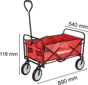 Cărucior de plajă pliabil de grădină roșu