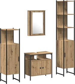 vidaXL Set de mobilier pentru baie cu raft 4 pcs stejar artizanal