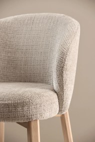 MAZZONI EXPORT DEBORA Bej (țesătură Juto 4)/cadru stejar vopsit - SCAUN DE LEMN ADÂNC PENTRU LIVING SUFRAGERIE BIROU RETRO