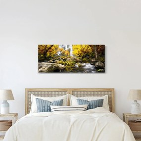 Tablou - Cascade în peisaj de toamnă, galben (120x50 cm)