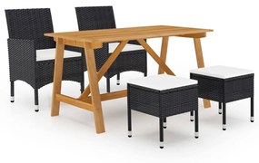 3068743 vidaXL Set de masă pentru grădină, 5 piese, negru