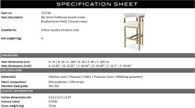 Scaun de bar design LUX, Bar Stool Clubhouse crem