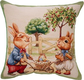 Față de pernuță tip goblen IEPURAȘ 45 x 45 cm