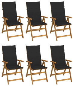 vidaXL Scaune grădină pliabile cu perne, 6 buc., lemn masiv de acacia