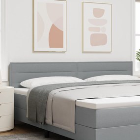 vidaXL Cap de Pat LED Design Linii Gri deschis 200 cm Țesătură