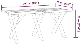 318424  Garden Table 160x73x70 cm Impregnated Pinewood 1, 160 x 73 x 70 cm