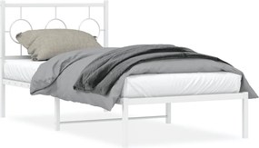 vidaXL Cadru pat metalic cu tăblie, alb, 90x200 cm