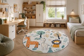 BAMBINO 61570 cerc covor lavabil Animale, Africa pentru copii anti-alunecare - cremă / verde