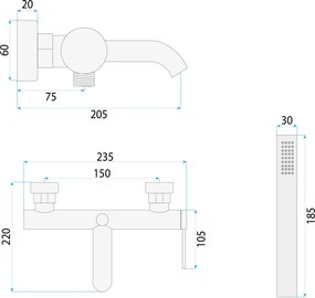 Baterie pentru cada Rea Spot Nickel Brush