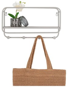 Cuier de perete gri deschis cu raft din metal Feira – House Nordic