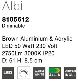 Plafoniera LED moderna design slim 61cm ALBI maro NVL-8105612