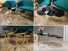 Set măsuță de cafea Homs – 3 bucăți – Negru &amp; Gold