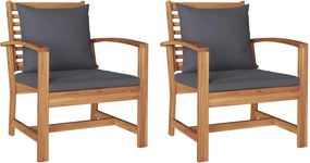 vidaXL Scaun cu pernă 2 Bucată Maro și gri închis 65 x 60 x 76,5 cm