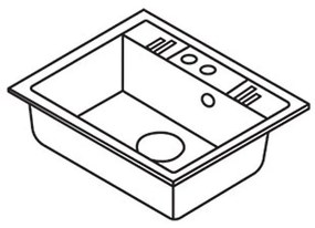 Chiuveta granit Ferro Mezzo II, 1 cuva, 580x480 mm, grafit lucios - DRGM1/48/58HA