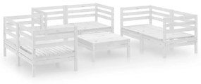 3082588 vidaXL Set mobilier de grădină, 7 piese, alb, lemn masiv de pin
