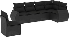 vidaXL Set mobilier de grădină cu perne, 6 piese, negru, poliratan