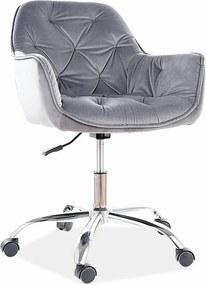 Scaun de birou Q-190, gri/crom, stofa catifelata/metal, 60x44x80/90 cm