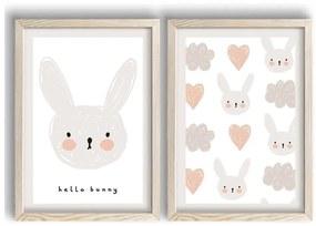 Tablouri pentru copii 2 buc. 38x53 cm Hello Bunny - Wallity
