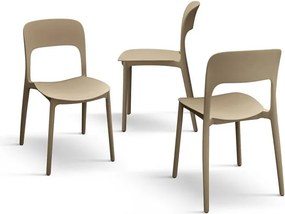 Set 4 scaune ROSINNA -POLIPROPILENA- HORECA - BEJ TAUPE - 4 BUCATI