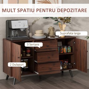 HOMCOM Bufet Modern pentru Sufragerie, Sala de Mese si Intrare din PAL cu 2 Dulapuri si 3 Sertare | Aosom RO