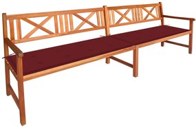 Banca de gradina cu perne, 240 cm, lemn masiv de acacia 1, Bordo, 120 x 50 x 4 cm, bordo