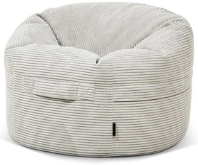 Fotoliu puf pentru copii crem cu tapițerie din catifea reiată Roll 80 – SLOWDOWN