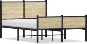 vidaXL Cadru de pat metalic fără saltea, stejar sonoma, 120x200 cm