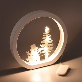 Decorație LED de Crăciun Om de zăpadă, diametru 15cm, alb cald