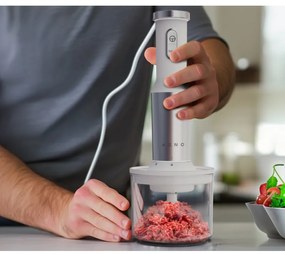 Blender, tocător și mixer 3in1 AENO AHB0004W, 1200W, 0,5 l, 18 trepte, Turbo, motor DC, alb/inox