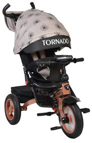 Tricicleta cu copertina Novokids™ Tornado , Cu melodii si lumini, Roti gomflabile din cauciuc, Pozitie somn, Scaun reversibil cu invartire 360 grade