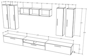 Living haaus Haga V4, Antracit/Stejar Wotan, L 360 cm