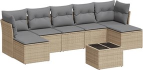 vidaXL Set canapele de grădină, 8 piese, cu perne, bej, poliratan