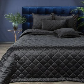 Cuvertură de pat din catifea neagră lucioasă Lăţime: 220 cm | Lungime: 240 cm