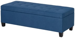 HOMCOM Banc de depozitare 94,5L banca pentru capul patului din material textil cu aspect de in si picioare din lemn, 125 x 49 x 41,5 cm, albastru | Aosom Romania
