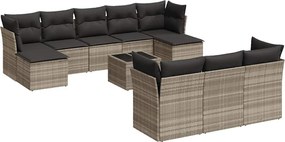 vidaXL Set canapele de grădină cu perne, 11 piese, gri, poliratan