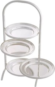 Suport prajituri, Patru platouri etajate design LUX Encore, argintiu