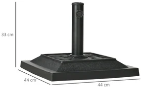 Outsunny Baza penru Umbrela de Gradina din Rasina  Greutate 12 kg pentru Stalpi Ø32-38-48 mm, 44x44x33 cm,Neagra | AOSOM RO