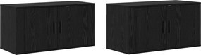 vidaXL Set Dulap TV montat pe perete Pe perete 2 pcs Stejar Negru
