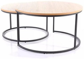 Set 2 mese de cafea Atlanta III stejar/negru