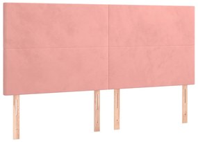 Pat box spring cu saltea, roz, 180x200 cm, catifea Roz, 180 x 200 cm, Design simplu