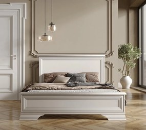 Pat matrimonial Idento, 160x200 CM, fara somiera, MDF Alb Alpin
