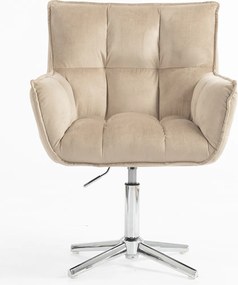 HR560CROSS Scaun Catifea Latte cu Bază Cromata