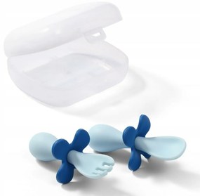 BabyOno Set de tacâmuri ergonomice pentru copii - alb, granat