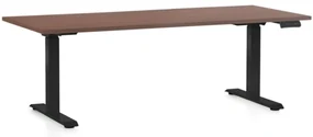 Masa inaltime reglabila OfficeTech D, 180 x 80 cm, bază neagră, nuca