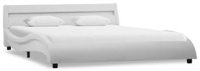 285674 vidaXL Cadru de pat cu LED, alb, 120 x 200 cm, piele ecologică