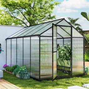 Outsunny Seră de grădină din aluminiu și policarbonat, cu ferestre superioare reglabile 303x183x195cm transparent | Aosom Romania