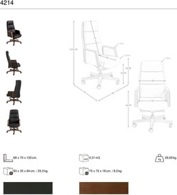 Scaun de birou modern piele sintetica si lemn Black