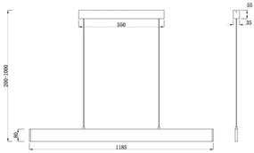 Lustră LED pe cablu Maytoni P010PL-L30B4K STEP LED/30W/230V 4000K 118,5 cm negru