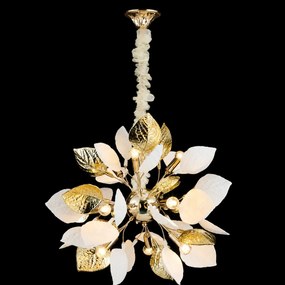Lustra cu Frunze Ceramice, Diam 600cm, Finisaj Gold - Bussy Lighting 7238-12P