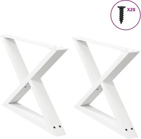 vidaXL Picioare pentru măsuță de cafea, 2 buc., alb, 70x(42-43,3) cm, oțel